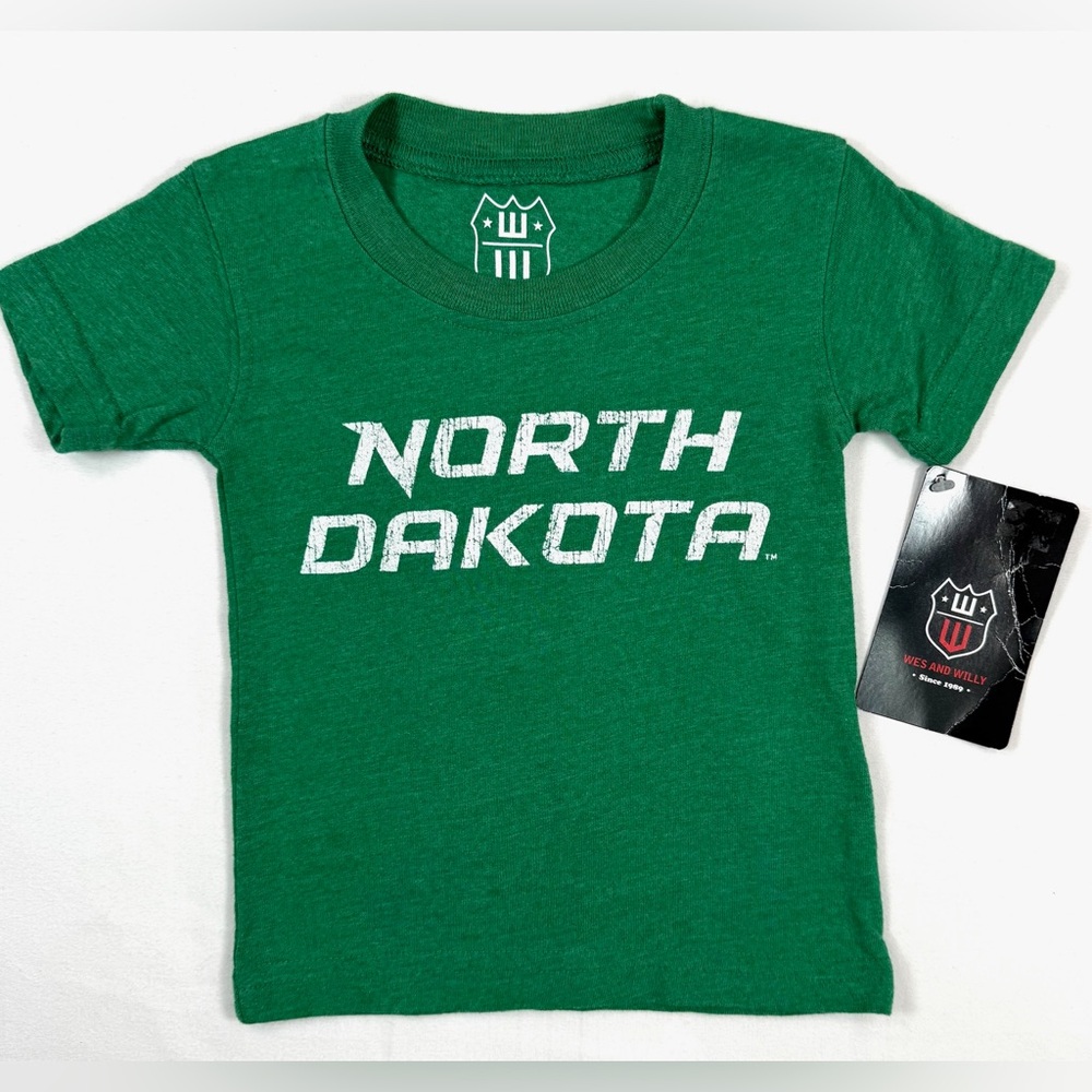 NWT WES AND‎ WILLY Kids' North Dakota Fighting Hawks Football T-Shirt Size 6M